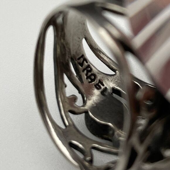 Didae Israel Sterling Silver Nested Pearl Modernist Ring Wide Band‎ Ring - Picture 5 of 8